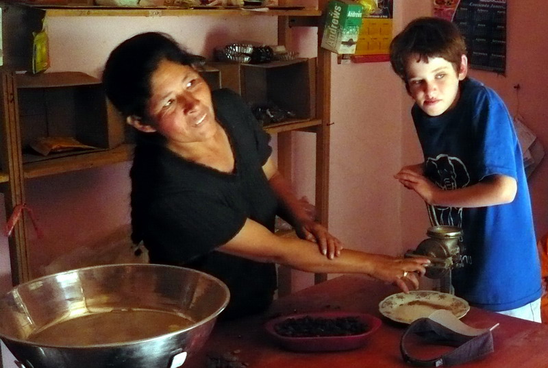 Grinding Coco beans to make chocolate